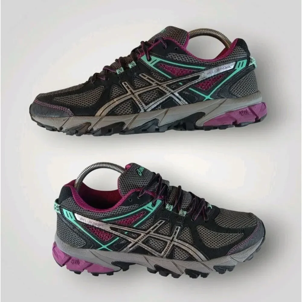 Asics Gel Sonoma‎ Hiking Shoes Women's 9 Gray Purple Trail Running Jogging T774N